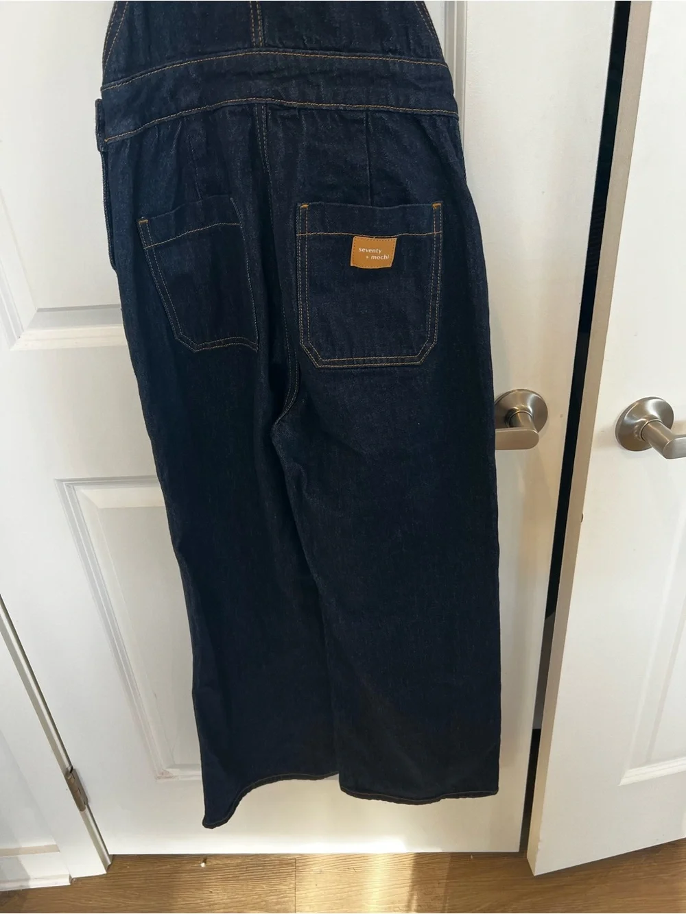 Seventy + Mochi Elodie Frill Dark Indigo Denim Ruffle-Strap Overalls